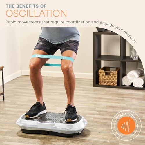 Lifepro Waver Vibration Plate Exercise Machine – High-Intensity Vibration Plate for Lymphatic Drainage – Full-Body Workout Vibrating Platform with Loop Bands – Fitness Equipment for Strength & Toning - color: White