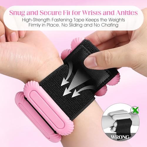 Wrist Weights for Women & Men, 2lb Silicone Wrist Ankle Weights for Pilates, Yoga, Running and Strength Training Comfortable Weighted Bracelet Arm Leg Weights for Fitness, Walking, Gym - color: Pink