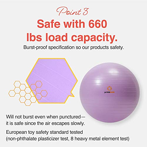 Primasole Exercise Ball for Balance Stability Fitness Workout Yoga Pilates at Home Office & Gym Birthing Ball for Pregnancy, Office Ball Chair - color: Nail Pink, size: 75 cm