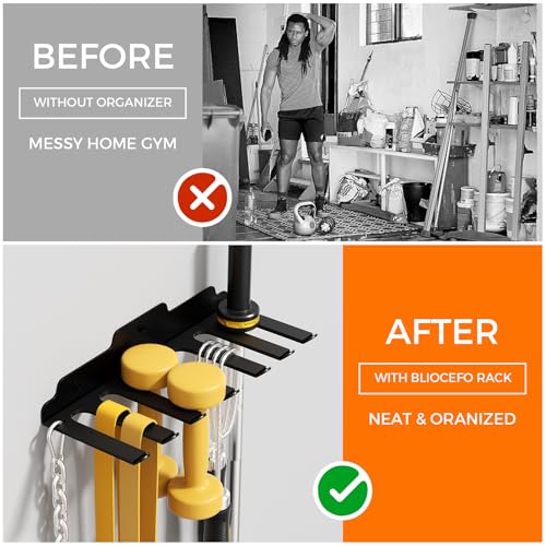 JNIHEEP Olympic Barbell Hanger,Garage Gym Bar Wall Rack,Vertical Barbell Mount Rack,Black Powder Coated,Space Saving Commercial or Home Gym Accessory,Holds Under 33mm Bar Size - color: ‎Black 7 Hooks