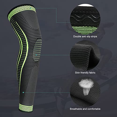 2 Pack Full Leg Compression Sleeves, Long Knee Brace Support for ACL,PCL, Meniscus Tear, Arthritis, Tendinitis,Men And Women (Green, XX-Large) - color: Green, size: XX-Large