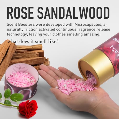 YUCO In-Wash Laundry Scent Booster Beads, Laundry Beads For Odor Protection, 2-in-1 Rose & Sandalwood Scent Beads, Long-Lasting Freshness Up to 12 Weeks, Eco‑Friendly & Safe, 12.6OZ