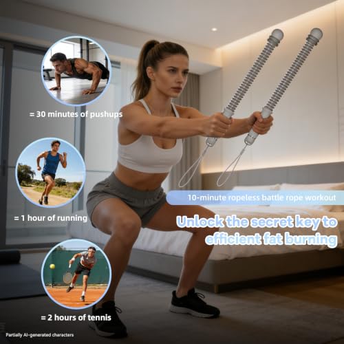 Cordless Battle Ropes with Adjustable Resistance Springs - color: Gray
