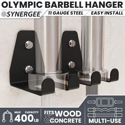 Synergee Wall Mounted Barbell Holder – Heavy Duty Gym Accessory Rack - color: b) Double Bracket Kit