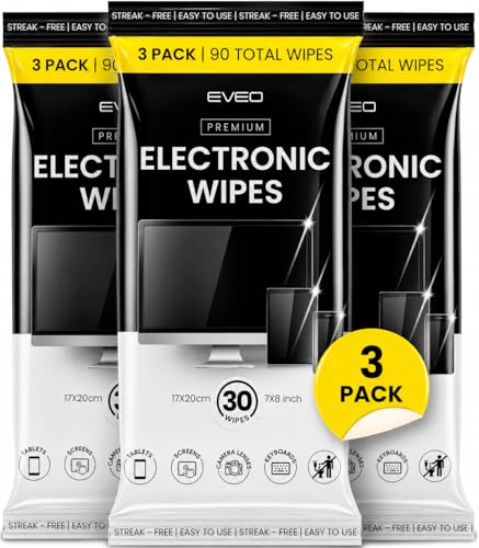 EVEO Electronic Wipes Screen Cleaner - Screen Wipes TV Screen Cleaner Wipes, Computer Screen Wipes, Laptop Screen Cleaner, ipad & Monitor Cleaner, Screen Cleaning Wipes