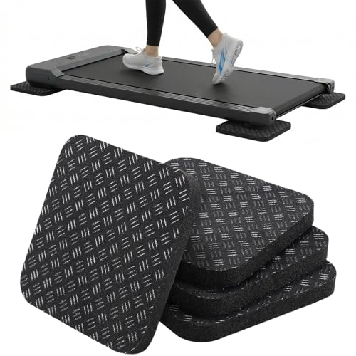 4PCS Anti-Slip Treadmill Mat Pads, 10MM Thick High Density Anti Vibration Walking Pad Mats, 4" x 4" Shock Absorbing Rubber Pads for Stationary Bike, Rowing Machine, Home Gym Floor Protection - size: 10MM - Square - 4PCS