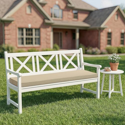 Outdoor Bench Cushion, Water-Resistant & Fade-Resistant, Porch Swing Cushions with Ties, Patio Furniture Seat Pads for Garden Loveseat Settee, Removable Cover Non-Slip Bottom, 48 x 16 Inch, Natural - color: Natural, size: 48" x 16" 1 Pack