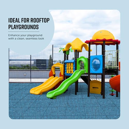 Playsafer Elevate Rubber Playground Tiles - 1" Thick High Density Interlocking Shock Absorbent Safety Tile for Playgrounds, and Exercise Equipment - 20" X 20" (180 Tiles - 486 Sq. Ft. - Gray) - color: Grey