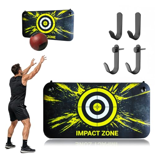 Medicine Ball Target for Wall Ball Training, 31.5" x 16.5" Impact Zone Pad with High Density Foam Backing, Wall Mounted Slam Ball Target with Adhesive & Screw Hooks