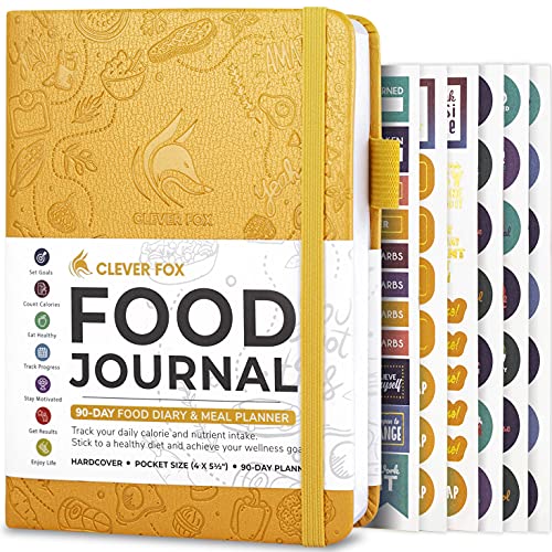 Clever Fox Food Journal Pocket - Daily Food Diary, Meal Planner to Track Calories & Nutrients, Weight Loss Tracker Notebook, 4x5.5” (Amber Yellow) - color: Amber Yellow, size: Pocket (4.0'' x 5.5'')
