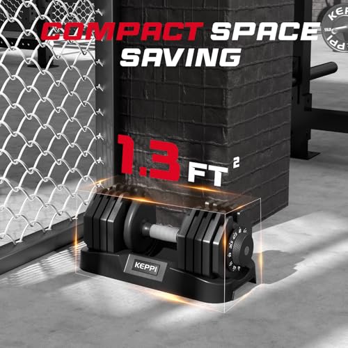 Keppi Adjustable Dumbbells Set-25lb/40lb/55lb/60lb, Anti-Slip Metal Fast Adjust Weight Handle, Exercise & Fitness for Full Body Workout - Adjustable Dumbbell Series - style: 60LB-Pair