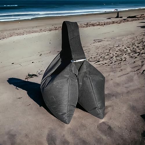 Sandbaggy Saddle Sandbags (Black) - Comes Pre Filled with 15 lbs. of Sand (25 lb. Weight Capacity) - Weights for Photography, Tents, Outdoor Equipment