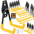 HUPBIPY 12 Pack Garage Hooks Heavy Duty, Wall Mount Ladder Hooks | Storage Organizer With a non-slip coating for Hanging Bicycles Garden Tools Ladders Hoses Ropes and Loose Items(Yellow) - color: 12 Pack Yellow