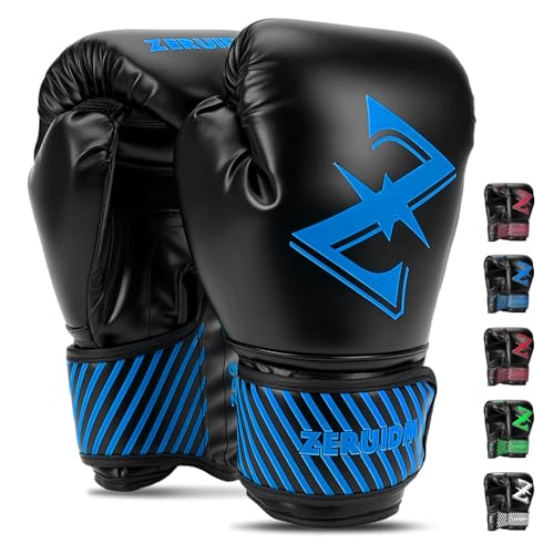 Kids Boxing Gloves 6 oz Youth Training Sparring Gloves for 3–12, Leather Ventilated Mesh, Boys Girls Junior Punching Gloves for PunchBag Focus Pads MMA Muay Thai Kickboxing - color: Blue