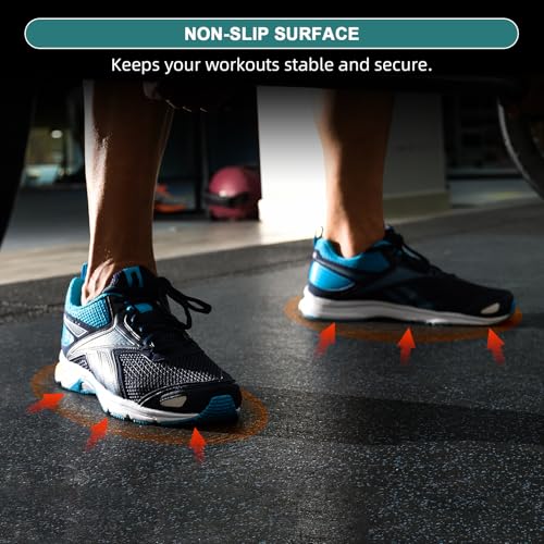 Heavy Duty Rubber Flooring Roll, 1/4" Thick EPDM Gym Rubber Mat, 6’ x 4’ Speckled Fitness Flooring for Home Gym & Garage, Non-Slip Exercise Equipment Floor Mat, Noise Reducing, Black with Red Flecks - size: 6'×4'