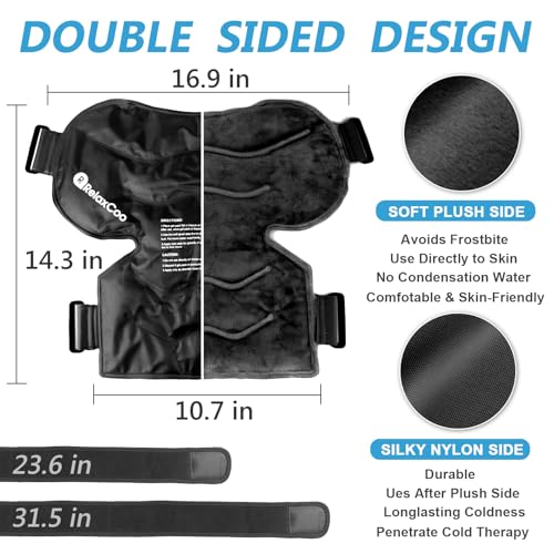 RelaxCoo XL Shoulder Ice Pack Rotator Cuff Cold Therapy, Reusable Gel Ice Wrap for Shoulder Injuries & Pain Relief, Bursitis, Tendonitis, Swelling, Recovery for Man and Women Black - style: XL SHOULDER 1 PACK BLACK