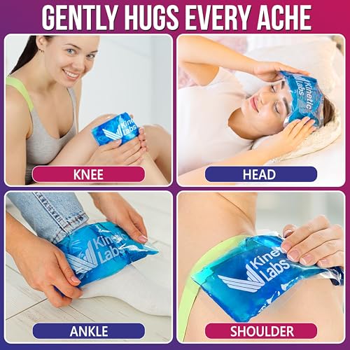 Ice Packs for Injuries Reusable (2 Pack) – Flexible Gel Ice Pack for Knee, Shoulder, Back – Soft Hot & Cold Therapy – Kinetic Labs - size: Regular (Pack of 2)