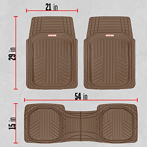 Motor Trend FlexToughXL DeepDish Floor Mats for Cars, Full Set All-Weather Rubber Automotive Floor Mats Waterproof Heavy Duty Car Mats Flexible Floor Liners for Car Truck Van SUV Car Floor Mat (Brown) - color: Brown, style: FlexToughXL