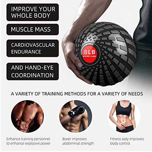 Medicine Ball 8, 10 lbs Slam Ball Weighted Balls for Exercise Strength and Crossfit Workout - color: Dynamic Black, size: 8 LB