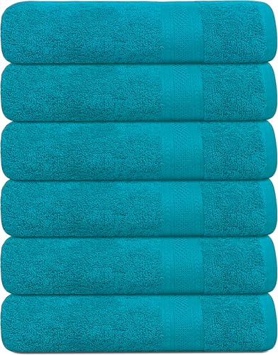 KAHAF COLLECTION 100% Cotton Bath Towels, 24x48 Pack of 6 Towels, Quick Dry, Highly Absorbent, Soft Feel Towel, Gym, Spa, Bathroom, Shower, Pool, Luxury Soft Towels (Teal, KC-2448-6-TEAL) - color: Teal, size: 24x48 - 6 Pack