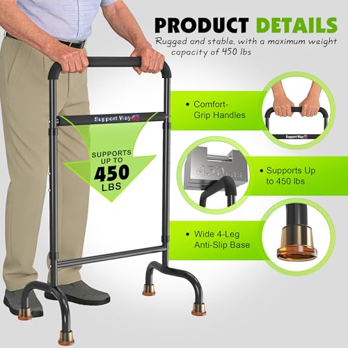 Stand Assist for Chair & Couch - Adjustable Standing Aid with Wide Base, Standing Up Canes for Toilet;Supports 600lbs, Mobility Tool for Elderly & Post-Surgery Recovery (Knee/Hip) | Stable wide base. Compact for tight spaces. Adjustable height. Supports 6