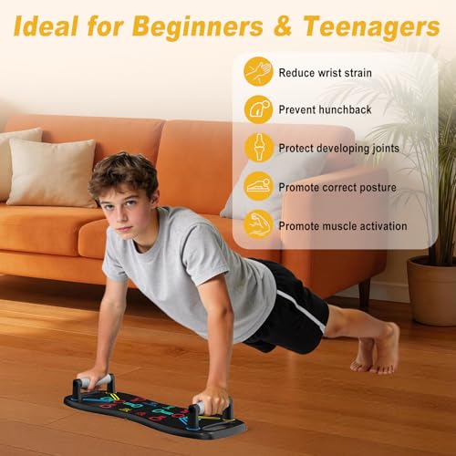 HOTWAVE Push Up Board, Portable Pushup Board for Men, Foldable Push Up Bar | Multifunctional Pushup Handles for Floor, Strength Training Equipment for Home Gym, Suitable for Beginners and Teenagers - color: Black-Grey