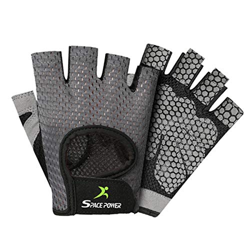 spacepower Workout Gloves - Lightweight Breathable Gym Gloves for Women & Men's Exercise - color: Gray, size: Small