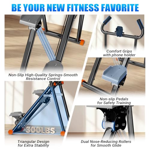 YYJO Foldable Stair Stepper 3 Adjustable Resistance Stair Climber with Handle Bar Cardio Exercise Machine for Home - color: Black Stepper with Resistance
