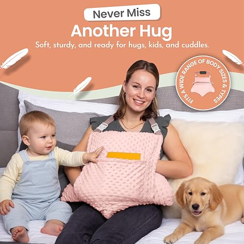MOYOAMA Hysterectomy Pillow Post Surgery – Form-Fit Support Shield with Secure Straps, 2 Pockets, & Cozy Muff – After Hysterectomy Recovery Must-Haves, Post-Op C-Section Pillow Post Surgery Gifts - color: Rose Gold