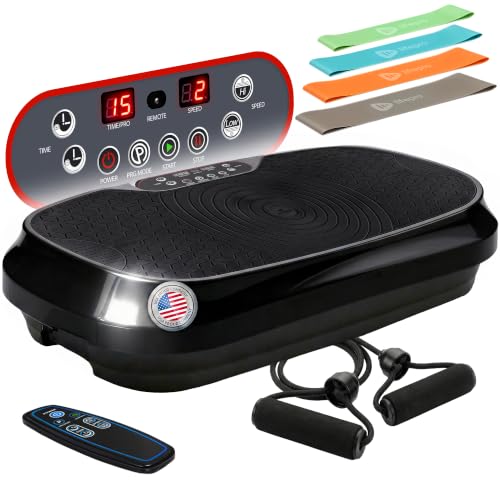 Lifepro Waver Mini Vibration Plate Exercise Machine with Resistance Bands | Compact Design, 99 Speed Levels, 10 Presets, Non-Slip Surface — Vibration Plate for Lymphatic Drainage, Full Body Workout - color: Black