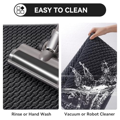YDKGL Bathroom Runner Non Slip, Extra Soft Absorbent Quick Dry Bath Mats, Foam Weave Texture Thin Bath Rugs Washable with Rubber Backing, 20" x 59“ - color: Grey, size: 20"x 59"