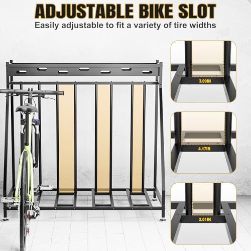 4 Bike Stand Steady Bike Rack Garage with Baskets Storage Indoor Bike Storage Rack Metal Floor Bicycle Station for Parking Suitable for Mountain, Hybrid, Adult and Kids Bikes - style: 4 Bike Stand