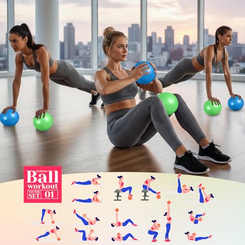 Aoriher 10 Pack 9 Inch Small Pilates Ball Bulk Mini Exercise Ball Portable Non-Slip Workout Yoga Balls with Air Pump for Stability, Barre, Fitness, Balance, Physical &Core, Gym Home Office Use - color: Blue,Green