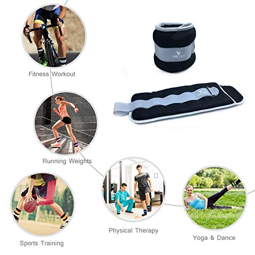 Ankle/Wrist Weights for Women, Men, Kids - Arm Leg Weights Set with Adjustable Strap - Running, Jogging, Gymnastic, Physical Therapy, Fitness - Choice of 1 lb 2 lbs 3 lbs 4 lbs 6 lbs 8 lbs 10 lbs - style: 10 lbs pair (5 lbs each), Gray