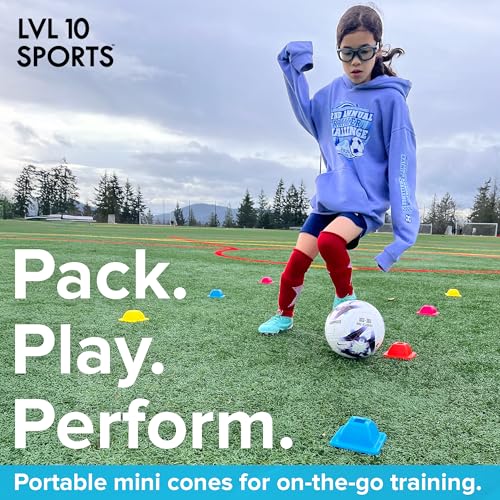 LVL10 Pro Training Cones - 2" Mini Soccer Cones for Sports Training - for Basketball, Football, Basketball and Agility Drills - Soccer Field Markers That Won't Crack, Slide or Fly - color: Orange, style: 20 Pack