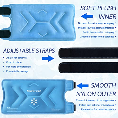 KingPavonini XXL Knee Ice Pack Wrap Around Entire Knee After Surgery, Large Reusable Gel Ice Pack for Injuries, Pain Relief, Swelling, Sports Injuries, 1 Pack (Sky-Blue) - style: Sky-blue