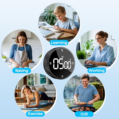 USB Rechargeable Magnetic Kitchen Timer for Cooking, Building 800mAh Battery Large Display Digital Countdown Timer, 3 Preset 5/15/25 Mins Loud Alarm for Baking Grilling Studying - Silver - color: Silver