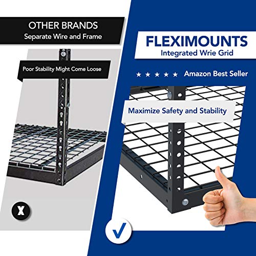 FLEXIMOUNTS 2x8 Garage Storage Rack, Adjustable Overhead Storage Organization System, Heavy Duty Metal Ceiling Rack, 400lbs Weight Capacity, Black, Classic Series - color: Black, size: 2x8 ft