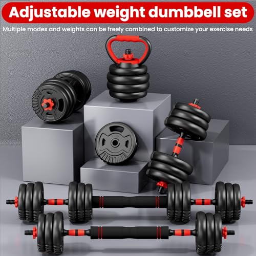Adjustable Dumbbell Set,22/33/45/70/90lb Free Weight Set with Connector,5-in-1 Dumbbell Set for Barbells,Kettlebells,Push up Stand,Weight Plate,Fitness Exercises for Home Gym Suitable Men/Women - color: 70LB(35LB Pair)