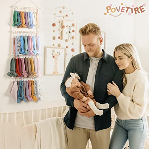 POVETIRE Headband Holder Head Bands Organizer for Girls, Baby Headbands Hair Accessories Organizer Storage Wall Hanging Decor for Nursery Toddler Girls Room… - color: Beige-2