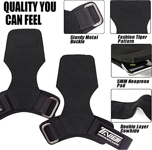 TAVIEW Wrist Straps for Weightlifting for Maximum Grip Support - Lifting Deadlift Strap & Weight Lifting Grips Gloves for Working Out Pull Up Deadlifting & Shrugs - color: Black(Tiger)