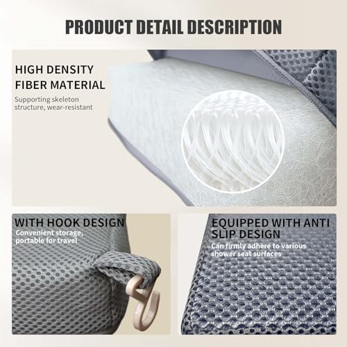 Shower Cushion, 2-Pack Bath Seat Cushions, Quick Drying and Easy to Clean, Made of Comfortable 4D Air Fiber Material, Portable and Removable, Suitable for Shower Chairs, Bathtubs and Pools - size: Deep Gray
