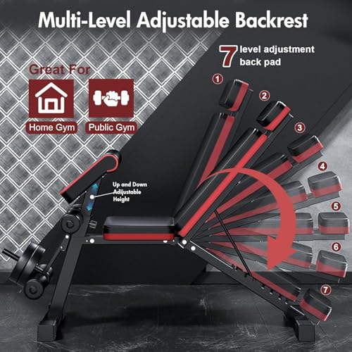 ALSO GO Adjustable Weight Bench, Workout Benches with Leg Extension, Foldable Incline Decline Bench Press, Roman Chair, Full Body Strength Training Equipment for Home Gym - color: Charcoal