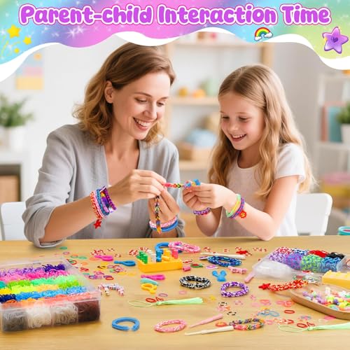 UUEMB Loom Rubber Band Bracelet Kit, 10000+ Double-Layer Case, Ages 8+ | Latex-free non-toxic, deluxe mega set, double-layer storage case, rich accessories, fine motor skills, group friendly - color: 10000 Pcs