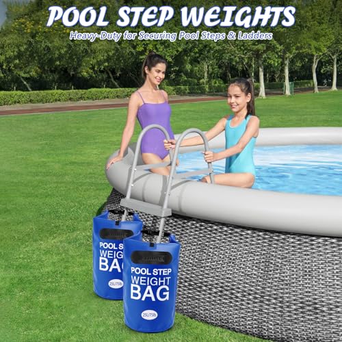 75 lb Heavy Duty Pool Ladder Weights - 2 Pack Pool Step Sand Bags for Above Ground Pools, Waterproof 500D PVC, Tear-Resistant Pool Stair Stabilizer to Prevent Floating, Blue - color: Blue, size: 75 lb