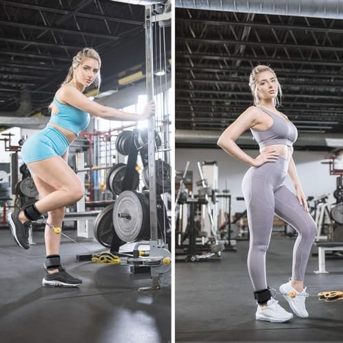 Ankle Strap Ankle Resistance Band Wrist Cuff Padded Strap Adjustable Fitness Glute Kickback D-Ring for Cable Machine Gym Foot Leg Training Brace Support 1 Pack - color: black
