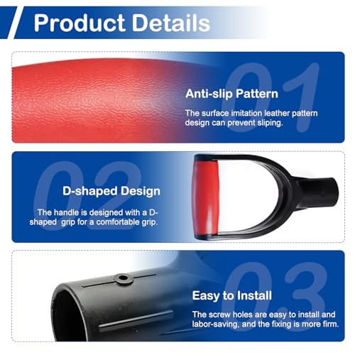 MroMax D Grip Shovel Handle Replacement, 1-1/4" Inner Diameter, PVC | Replacement Handle for Shovel, Spade, Snow Shovel & Rake, Yellow & Black Garden Tool Accessory, Ideal for Digging and Raking - color: Red-Black