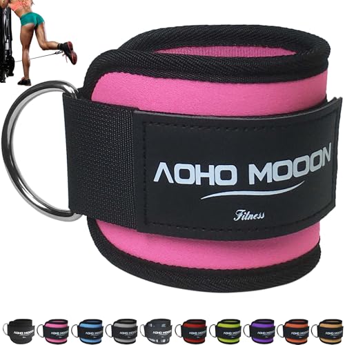 AOHO MOOON Ankle Strap (1 Pieces) for Cable Machine Women - Gym Workout Leg Strap, Premium Padding Ankle Cuffs, Glute Kickback Exercises Equipment, Pulley Attachment, One Size Fit All - color: Pink
