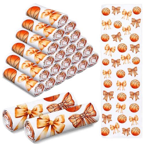 Moukeren 24 Pcs Cooling Towels 40"x12" Bulk Game Day Sports Ice Towel Quick Dry Breathable Party Favors for Team Coach Gift - style: Basketball