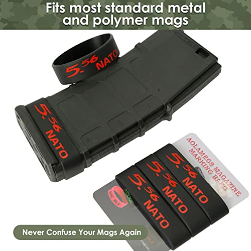 Aolamegs 5/10 Pack Magazine Bands - 5.56 Nato, 300 Blackout, 300 Subsonic, .223 Remington, .308 Winchester, 7.62x39 Magazine Marking Band, Durable Silicone Ammo Caliber Bands for Magazine Identification (2 Colors) - color: 5.56nato-blackred(10pcs)